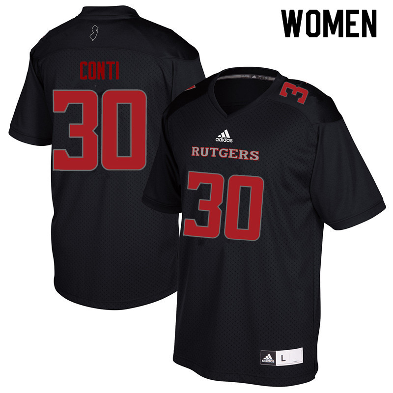 Women #30 Chris Conti Rutgers Scarlet Knights College Football Jerseys Sale-Black - Click Image to Close